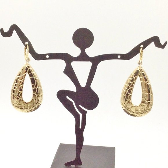 Francesca Visconti Animal Print Teardrop Earrings 2" or 2.75" Gold Tone NWOT - Picture 2 of 4